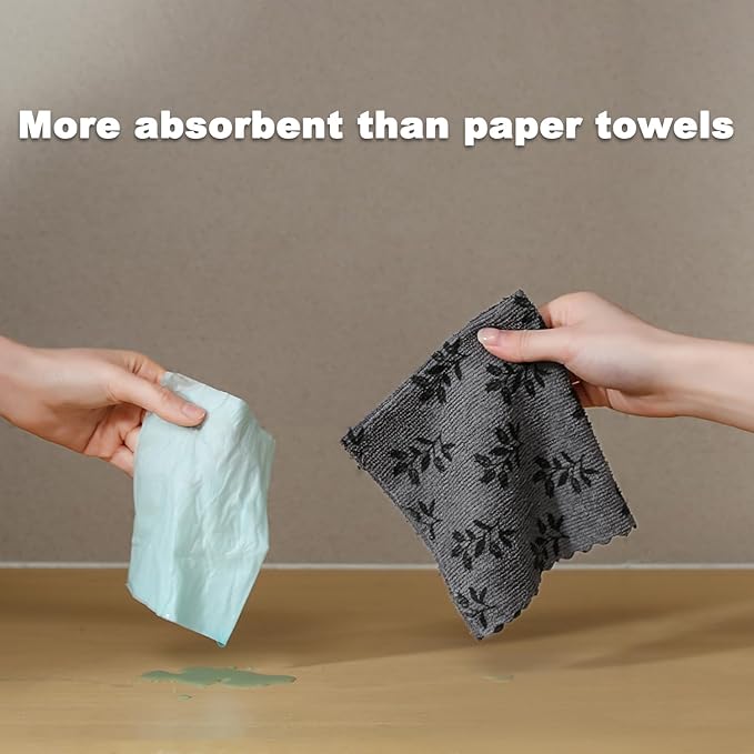 Microfiber Cleaning Cloth Roll,80 Pack Cleaning Towels,Lint Free Rags Paper Towels & Tear Away Reusable Towels,Washable Shop Rags Floral Wipe Cloth,Wash Cloths Dish Rags for Car Kitchen Window