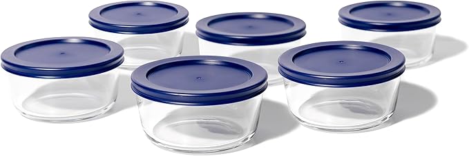 DURA LIVING 12-Piece Glass Food Storage Containers Set (6 Containers + 6 BPA-Free Lids) | 4-Cup, Leakproof | Microwave, Freezer, Oven & Dishwasher Safe | Ideal for Meal Prep & Pantry Organization