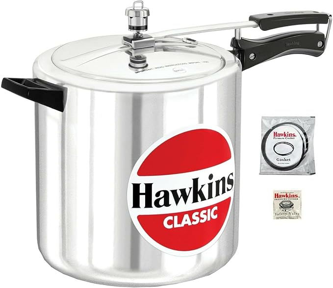Hawkins 12 Litre Classic Pressure Cooker, Best Inner Lid Cooker, Big Pressure Cooker, Silver (CL12)
