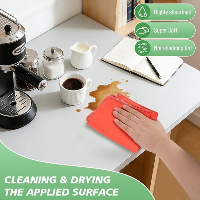 SINLAND Microfiber Dish Cloth for Washing Dishes Dish Washing Rags Best Kitchen Washcloth Cleaning Cloths Wash Cloths with Poly Scour Side 12Inchx12Inch 10 Pack Red