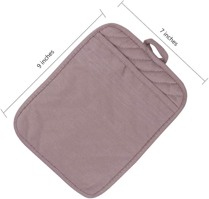 Anyi Pot Holders for Kitchen Heat Resistant, Cotton Hot Pads for Counter Table, Grey Kitchen Pot Holders with Pocket Pack of 3