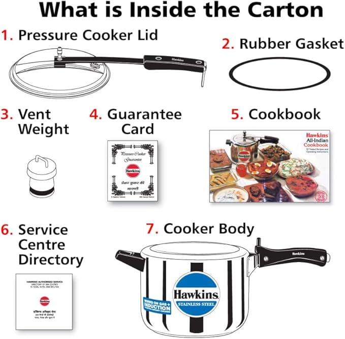 Hawkins Stainless Steel 5.0 Litre Pressure Cooker
