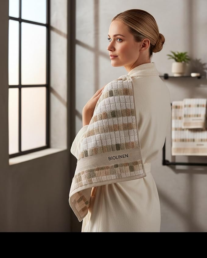 BIOLINEN 6-Piece Luxury Towel Set Blush 2 Bath Towels, 2 Hand Towels, 2 Washcloths Soft Absorbent Cotton Towel Pack for Bathroom, Home, Gym & Travel