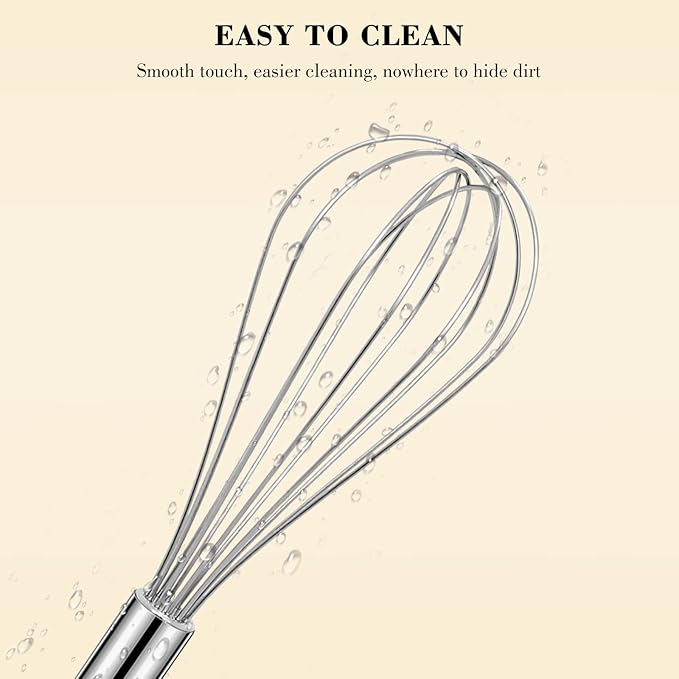 NileHome Stainless Steel Whisk 10" Kitchen Whisk Wisking Tool Kitchen Wisk Wire Whisks for Cooking, Whisking, Blending, Beating, Stirring