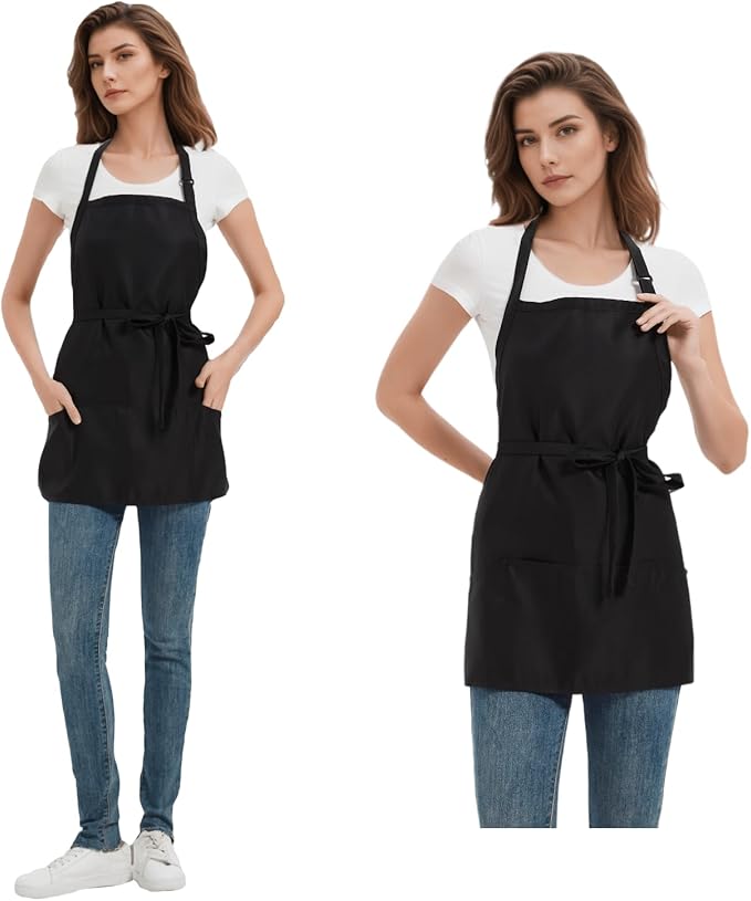 Short Aprons for Women with 3 Pockets，Waterproof Chef Apron for Cooking, Men Kitchen Apron for Grilling Bbq