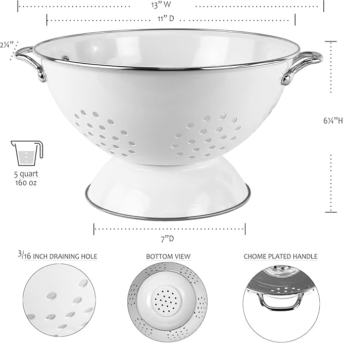 Calypso Basics by Reston Lloyd Powder Coated Enameled Colander, 5 Quart, Lime