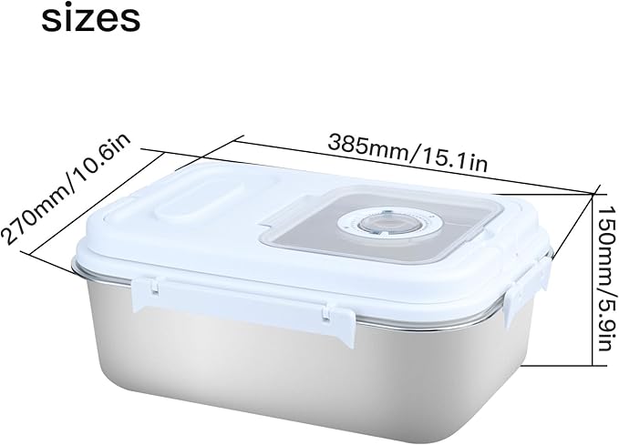 AnRui 6.8Qt Storage Container, Airtight Dispenser Organizer, Stainless Steel Storage Bucket with Lid, for Flour Rice Cereal Grain Sugar, Silver