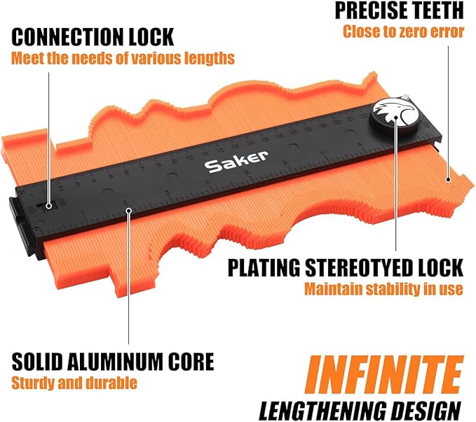 Saker Contour Gauge Profile Tool-Unlimited Connection Precisely Copy Irregular Shape Duplicator (2 Pieces) Deep Hole Pencil- Construction Pencil- DIY Woodworking Combination Pack