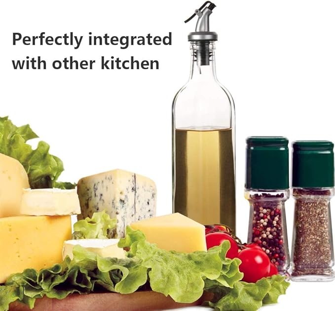 WERTIOO Olive Oil Dispenser Bottle, 2 Pack 17oz Oil and Vinegar Dispenser Set Clear Oil Bottles Container for Kitchen with 4 Spout, Funnel & Pen and Labels