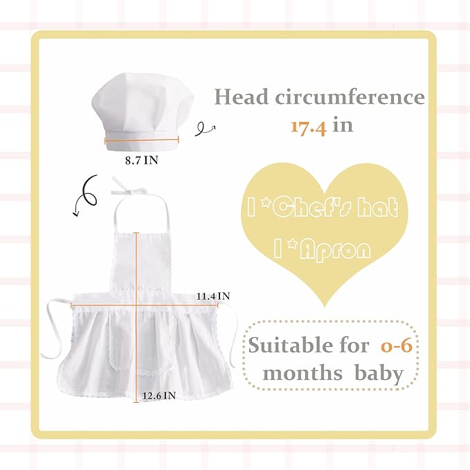 KHC-KHF Newborn Photography Prop Baby Chef Outfits Chef Hat Apron Set Infant Chef Costume Toddler Cosplay Costume Boy Girl