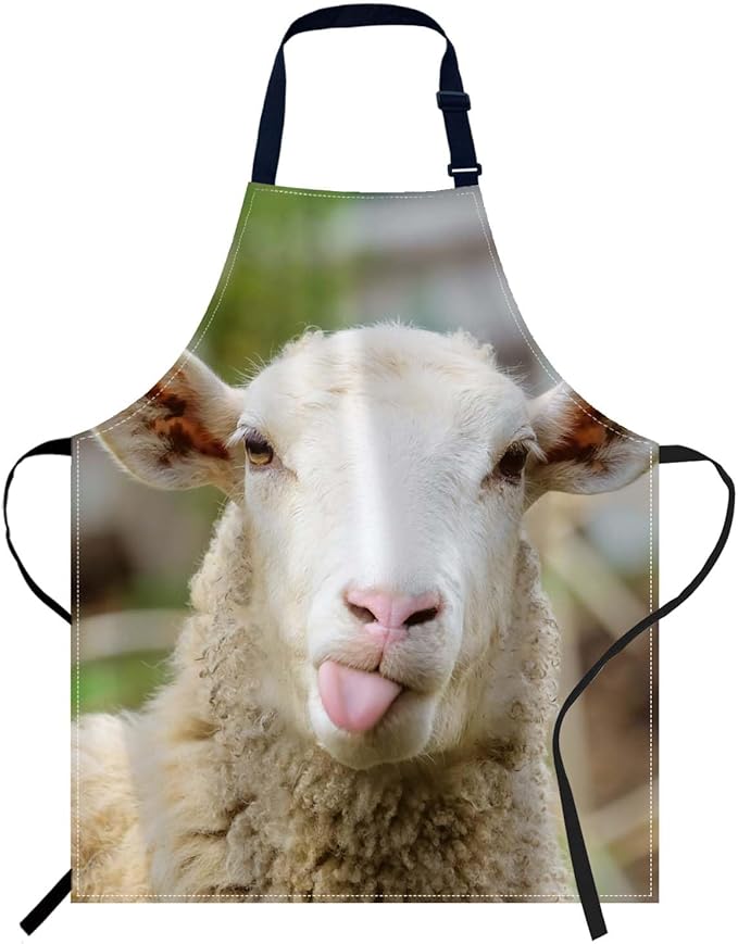oFloral Funny Sheep Apron Unisex Adjustable Bib Apron Cooking Kitchen Chef Women Men Aprons for Home Kitchen, Restaurant,Coffee House,Shop,Garden
