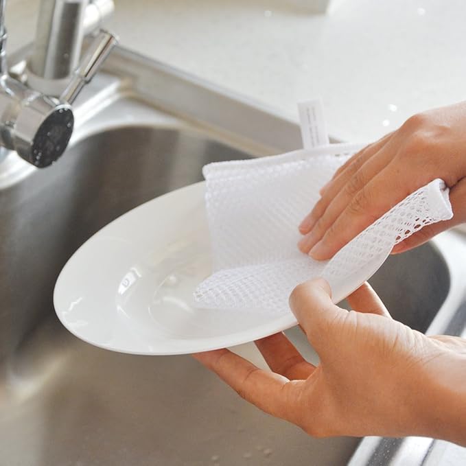SUNLAND Mesh Dish Cloths Kitchen Dish Cloths for Washing Dishes Fast Drying No Odor Dish wash net 12 Pack 12 Inch x 12 Inch White