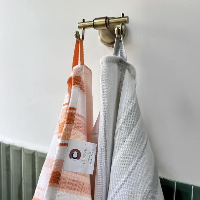 THE COVERS Multi-Pack Premium 100% Cotton Kitchen Towels in 6 Attractive Colors | Lavishly Large Towels (20.5”x30.5”) with Handy Hanging Loop for Drying | Arrives Gift-Ready, with a Signature Tote