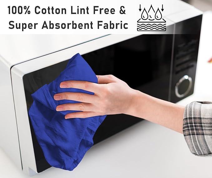 RUVANTI Flour Sack Towels 4 Pack 28x28 Inch, 100% Cotton Tea Towel, Reusable, Machine Washable, Absorbent BarTowels - Dish Cloth Perfect for Drying Dishes & Cleaning - Navy