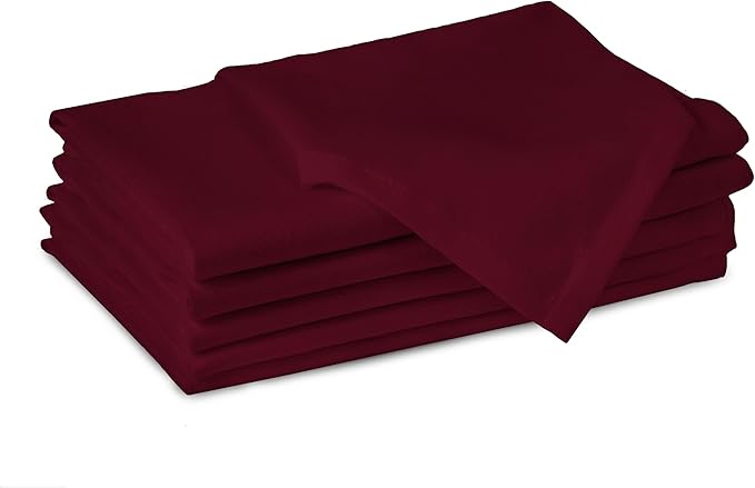 Encasa XO Rich Maroon Cloth Napkins Set of 6, 17"x17" | Solid Color Cotton Dinner Napkins | Washable & Reusable Wedding Napkins for Holiday Dinners, Party, & Everyday Table Decor