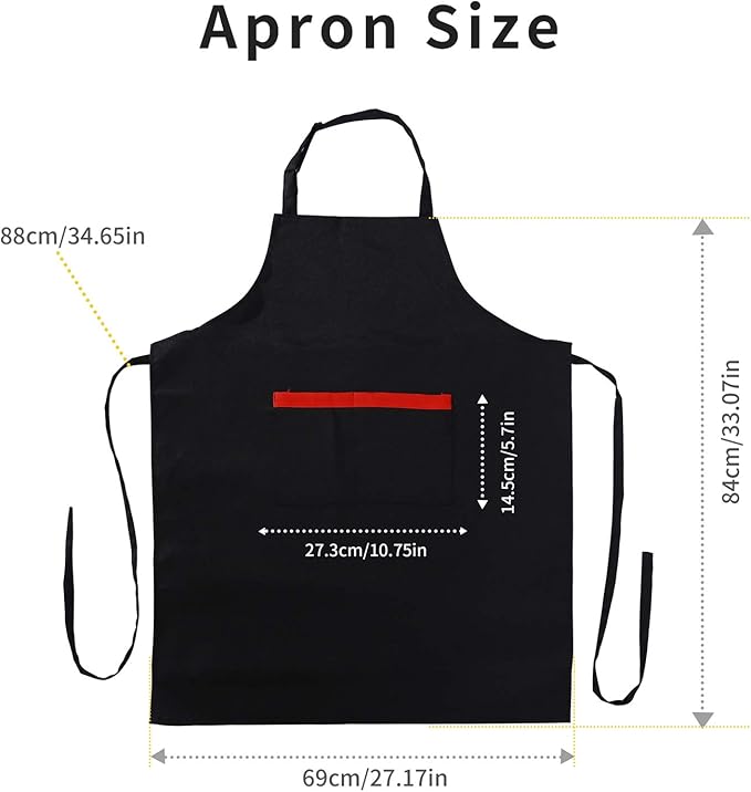 Tosewever 2 Pack Adjustable Bib Apron with 2 Pockets, Waterdrop Resistant Cooking Kitchen Aprons for Women Men Chef Couple BBQ Painting (Black, 2)