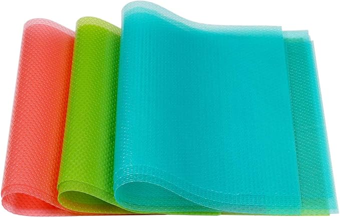 9 Pack Refrigerator Mats,Washable Fridge Mats Liners Easy to Clear Fridge Pads Mat Shelves Drawer Table Mats Refrigerator Liners for Shelves,3Red/3Green/3Blue