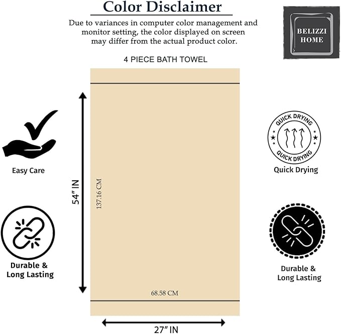 Belizzi Home 4 Pack Bath Towel Set 27x54, 100% Ring Spun Cotton, Ultra Soft Highly Absorbent Machine Washable Hotel Spa Quality Bath Towels for Bathroom, 4 Bath Towels - Hot Pink