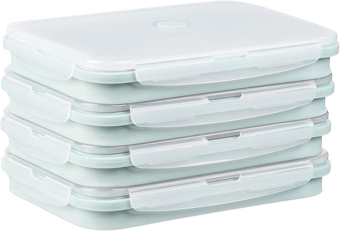 Extra Large Silicone Food Storage Containers with Lids, 4 Pack Set 68oz/2000ml Collapsible Meal Prep Lunch Containers with Airtight Lid & Ven, Microwave, Freezer and Dishwasher Safe