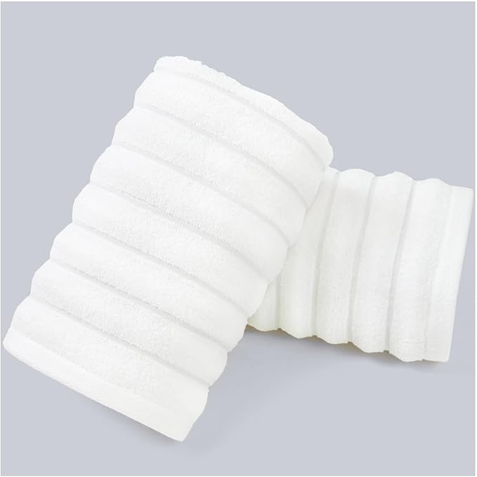 Jacquotha Luxurious 2-Pack Ribbed Striped Hand Towels (White) – Hotel & Spa Premium Cotton Face Towels 13” x 29”, Soft and Quick Drying 480 GSM