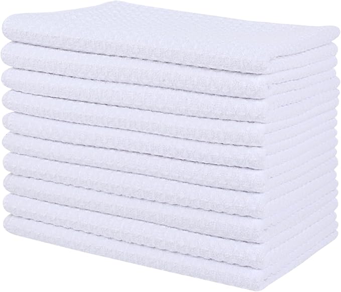 SINLAND Microfiber Kitchen Towel Premium Sublimation Blank Towels Fast Drying Tea Towel Polyester Dish Towels for Drying Dishes - 380gsm,16 Inch X 24 Inch 10 Pack White