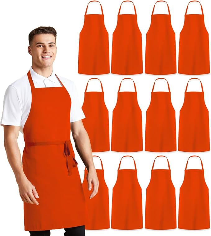 Avalon Kitchen Aprons for Men - 100% Polyester Chef Apron Women with Extra Long Ties - Cooking Aprons for Women & Mens Apron