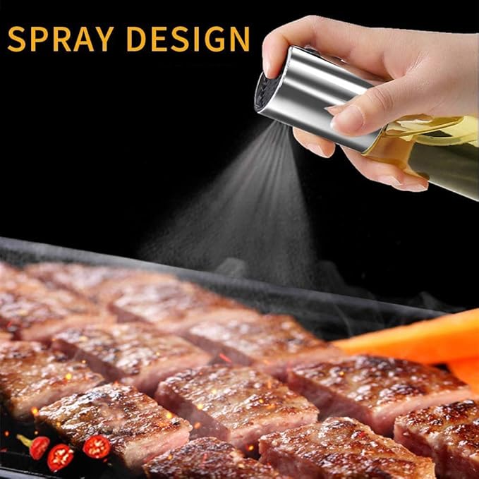 3Pcs Oil Sprayer Bottle Set, for Cooking Olive Oil Sprayer Refillable Dispenser Glass Bottle with Measurements BBQ/Making Salad/Baking/Roasting/Grilling/Frying Kitchen 100ml
