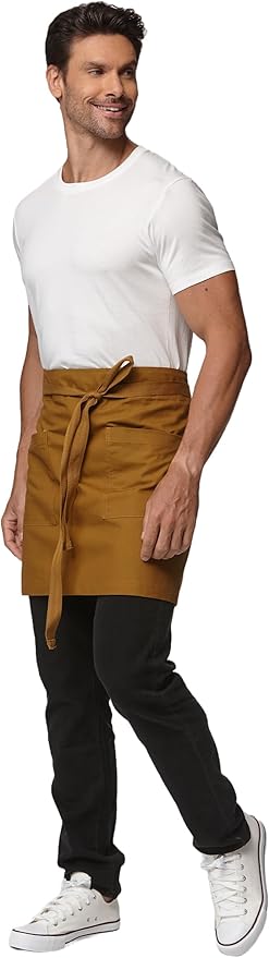 Unisex Waist Apron Half Bistro Apron Server Aprons with Pockets Waterproof 4251BY