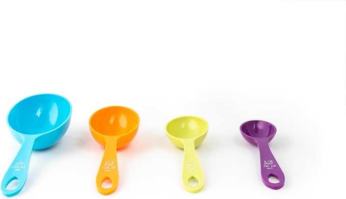 Fox Run Measuring Cup Set, 1/8 cup to 1 Cup, Multicolored 4 Cup Measuring Set