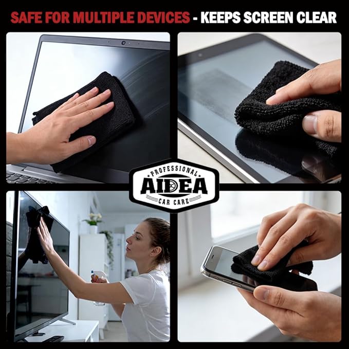 AIDEA Microfiber Cleaning Cloth Black 150PK, Microfiber Towels for Cars, Premium Car Cloths, Dusting Cloth Lint Free Cleaning Rags for SUVs, House, Kitchen, Window, Workshops,12×12"