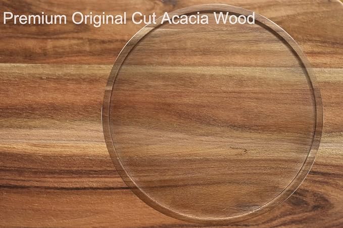 9" Acacia Wood Lazy Susan Organizer Kitchen Turntable for Cabinet Pantry Table Organization,2 Pack