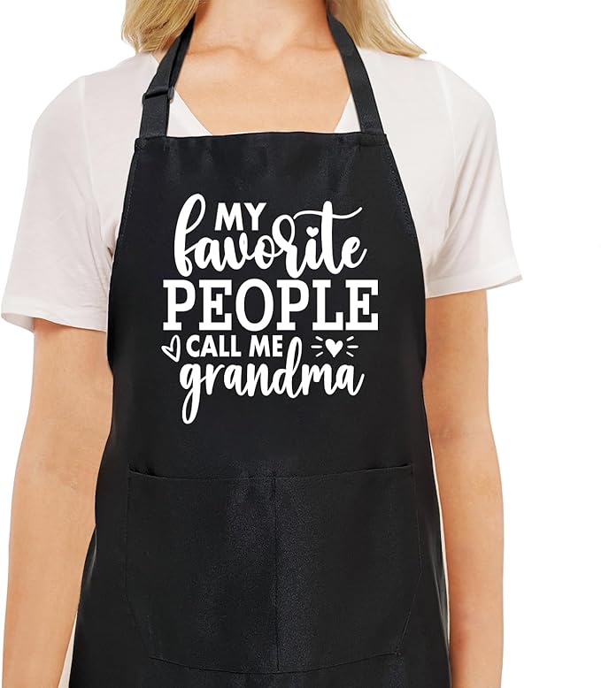 Black Baking Aprons for Women, Adjustable Cooking Baking Kitchen Aprons for Mom Chef with Pockets
