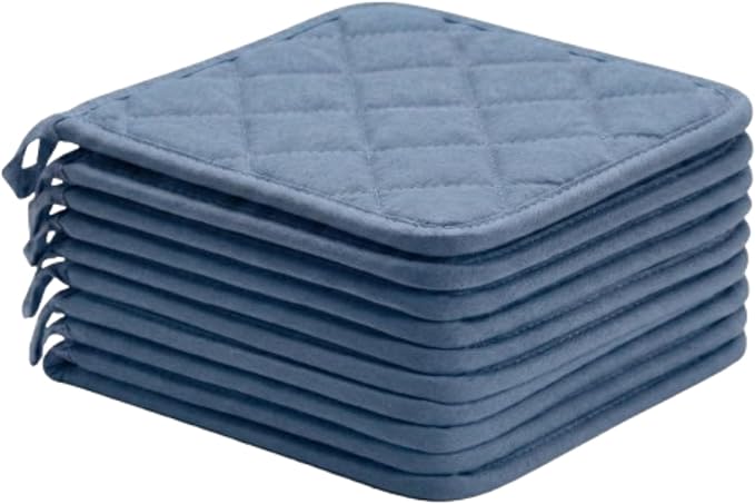 Lobyn Value Packs Economical Lightweight Bulk Potholders Ten (10) Pack Everyday Quality 6.5" Square Perfect for Craft Projects Sky Blue