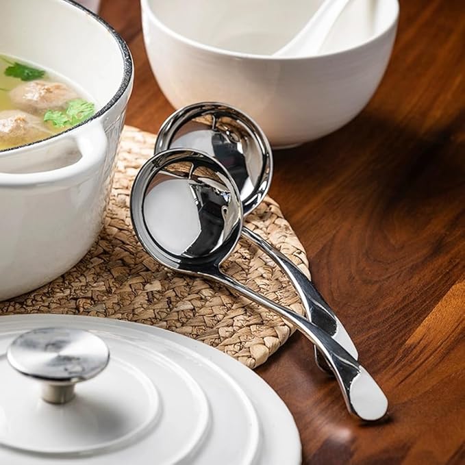 Small ladle,Gravy Ladle,Soup Sauce 18/10 Stainless Steel 7.9‘’ Ladle (2 Pack,Silver).