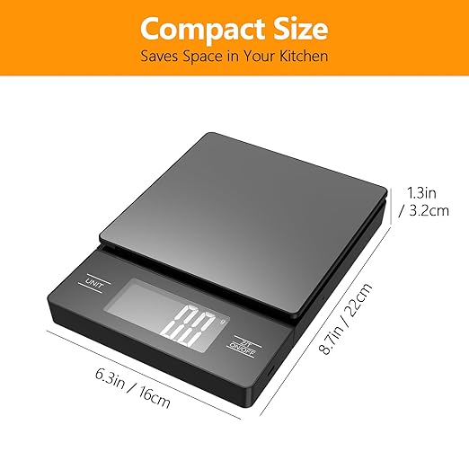 Digital Kitchen Scale with Detachable Display Wireless Food Scale, 11lb/5kg Capacity, 1g Precision, 304 Stainless Steel, Backlit LCD, Tare Function for Baking, Cooking, Meal Prep, Black