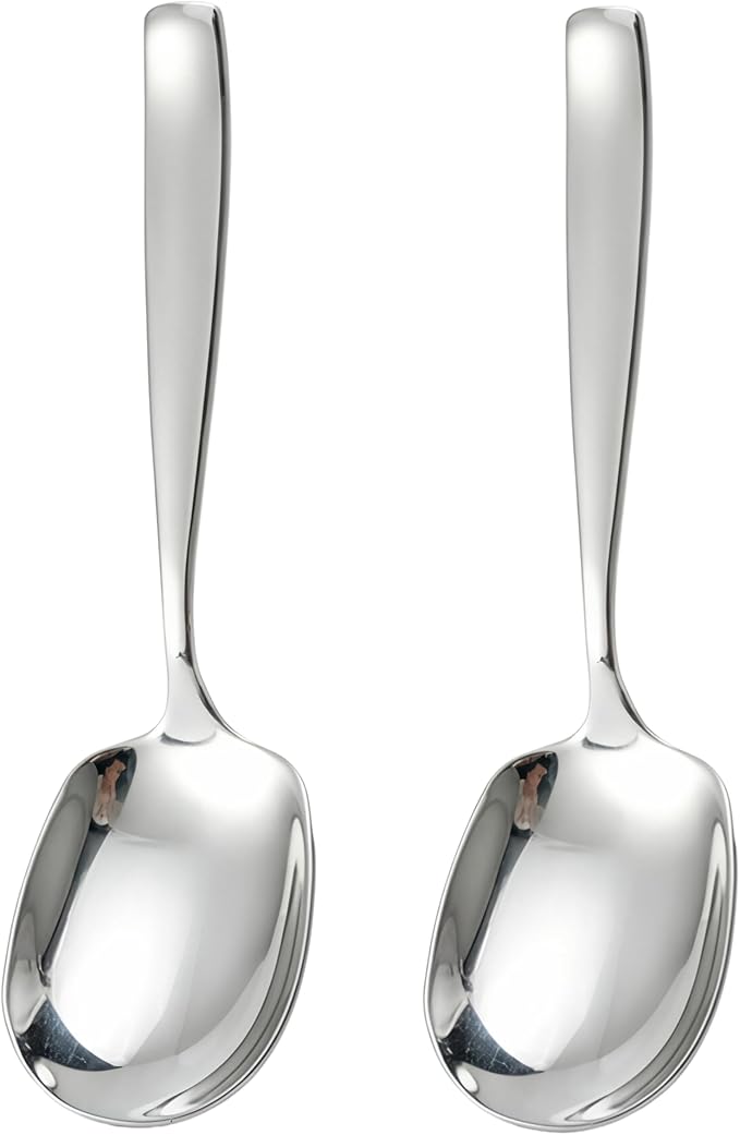 Large Serving Spoons Set of 2 – Heavy Duty 316L Stainless Steel Serving Spoon for Buffet – Dishwasher Safe, 9.5 Inch