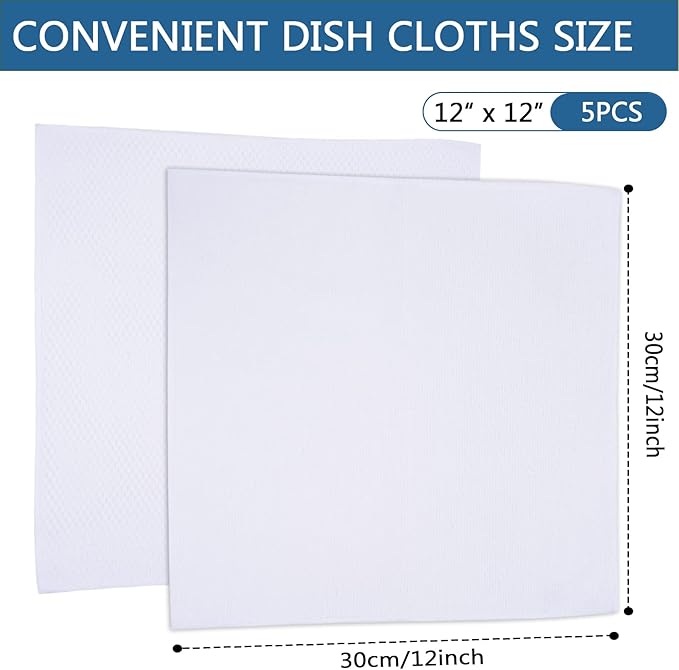 SINLAND Microfiber Dish Cloth Washing Cloths for Dishes Best Kitchen Cloths Cleaning Cloths Wash Cloth for Kitchen Poly Scour Side 12Inchx12Inch 20 Pack