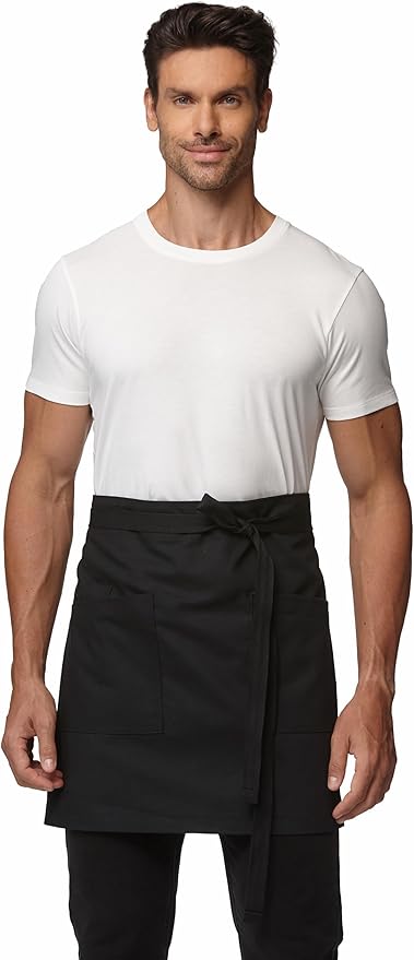 Unisex Waist Apron Half Bistro Apron Server Aprons with Pockets Waterproof 4251BY