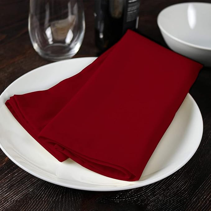 Avalon Kitchen Red Cloth Napkins Bulk (Pack of 24) - 100% Polyester Dinner Linen Napkins Cloth Washable & Reusable - Durable with Hemmed Edges - Ideal for Parties and Weddings (17x17 Inches)