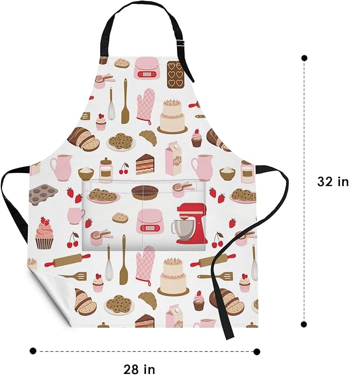 Britimes Apron Home Kitchen Cooking Baking Gardening for Women Men With Pockets Cake Cooking Cookie Pastry Chef 32x28 inch