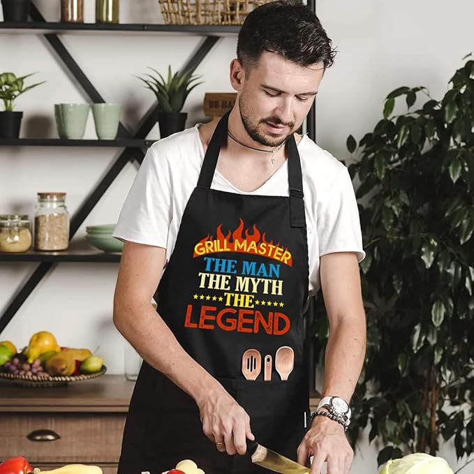 Funny apron for men Adjustable Waterproof with Pockets for Cooking Baking BBQ Gift Apron for Day, Birthday Gifts
