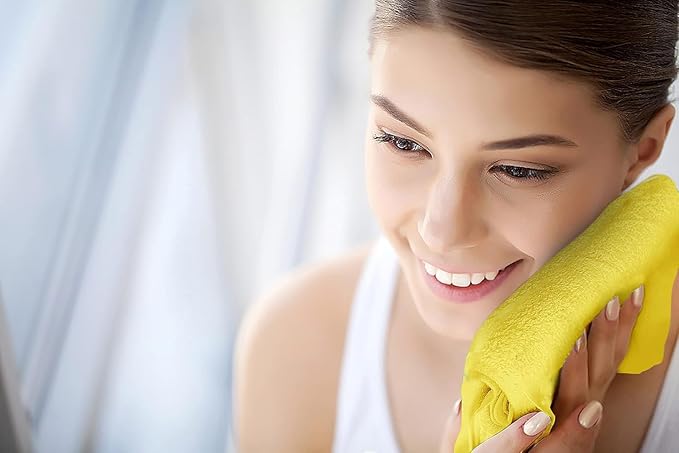 Softolle 100% Cotton Washcloths 24 Pack (12x12 Inches) Soft, Highly Absorbent Washcloth, Face Towels, Wash Cloths for Face, Ring Spun, Bulk Pack (Yellow)
