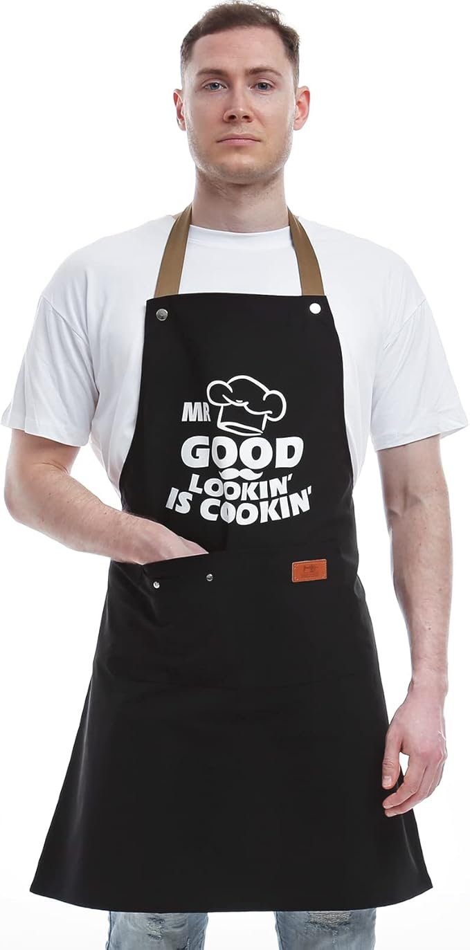 REHAVE Gifts for Dad from Daughter Son, Father's Day Gifts - Birthday, Thanksgiving Gift for Dad, Manly Gift for Friends - Funny Birthday Presents for Him, Brother, Funny Cooking Apron with Pockets