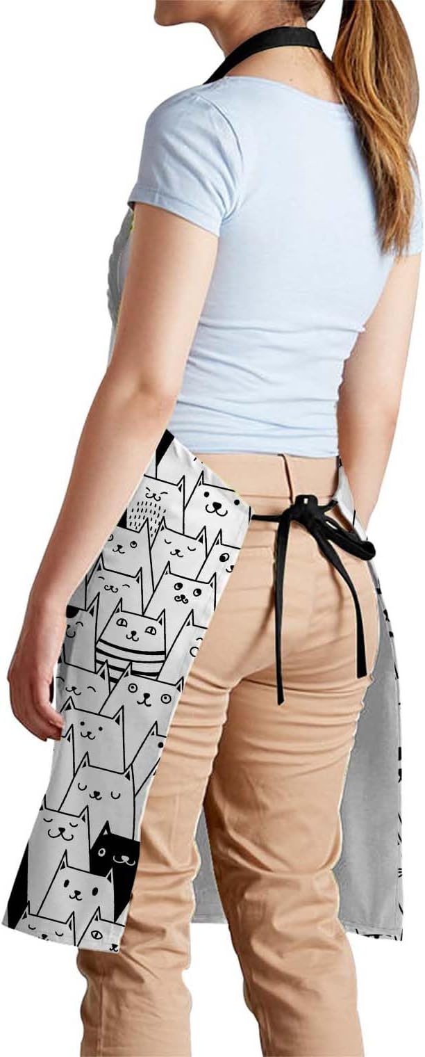 oFloral Cute Cats Apron Chefs Apron, Cooking and Baking Apron for Men and Women, Kitchen Aprons, Butchers Apron, BBQ & Catering Bibs, 27 X 31 Inch