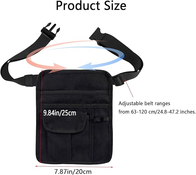 ZMD Server Apron Waist Pouch, Restaurant Waitress Apron with Pockets Utility Belt Women Work Apron Waist Pouch with Adjustable Belt Money Bag Tool Pouch for Hotel, Bar, Gardening, Nursing