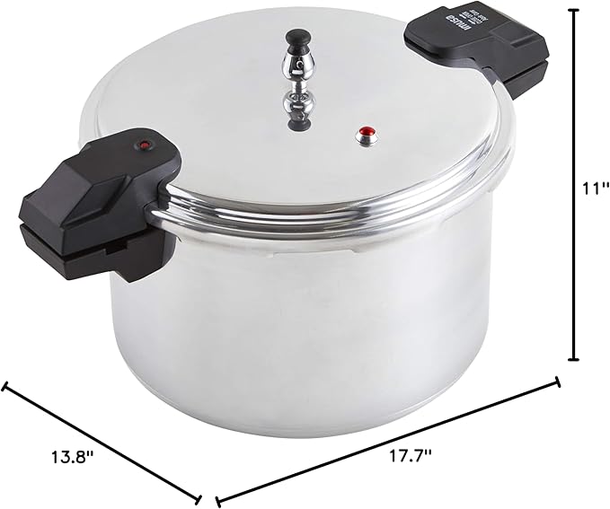 IMUSA USA A417-80807 16Qt Jumbo Stovetop Pressure Cooker with Regulator and Side Handles, Silver