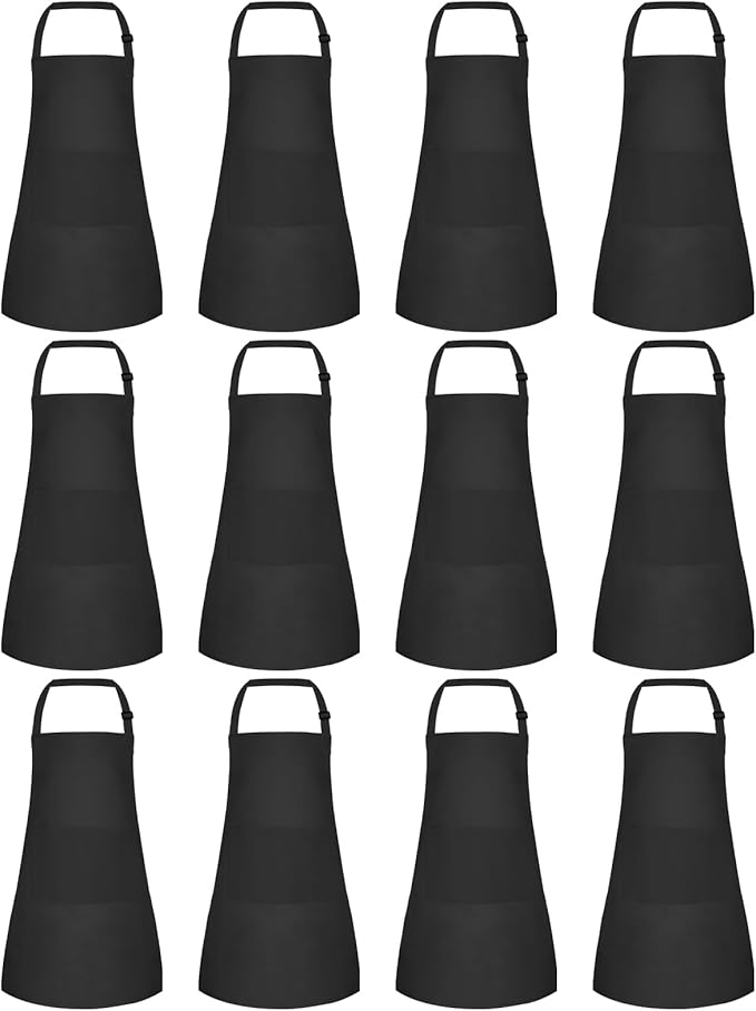 Morcheiong 8/12/24 Pack Adjustable Kids Apron Bulk with 2 Pockets Toddler Apron Kids Painting Aprons for Baking Painting