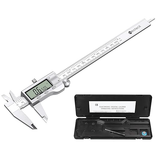 Neoteck 8 inch Digital Caliper Vernier Caliper Stainless Steel LCD Display Digital Caliper Measuring Tool with Fraction/Inch/MM Conversion Used for Inside and Outside Diameter,Depth,Step Measurement