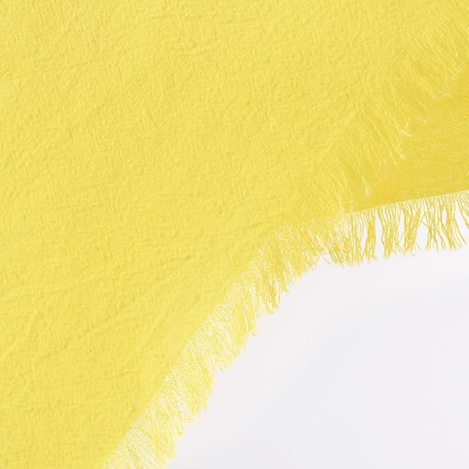 DeZerlor 6 Pack Lemon Yellow Cotton Linen Napkins with Fringe Spring Cloth Napkins Set of 6 Boho Handmade Dinner Napkins Bulk for Wedding Bridal Baby Shower Parties, 17 x 17 Inches