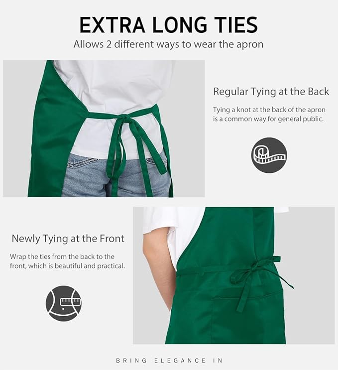 Syntus Apron for Men Women, Adjustable Cooking Kitchen Chef Aprons with 2 Pockets, Cotton/Polycotton/Polyester